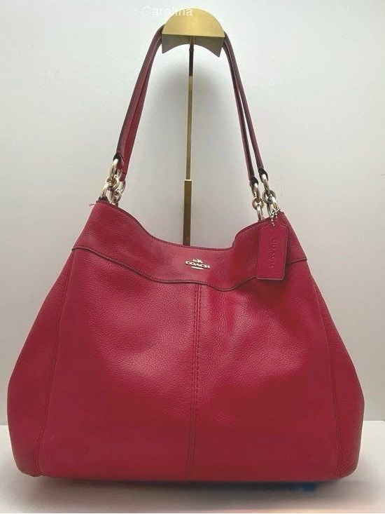 Coach Handbags - Coach Red Pebble Leather Lexy Shoulder Bag Purse F57545